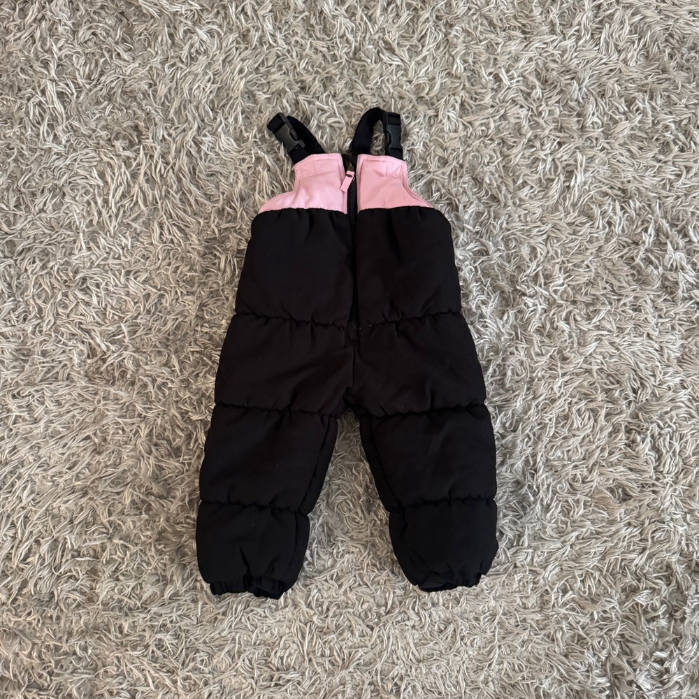 Timberland Black & Pink Quilted Overall Snow Bib